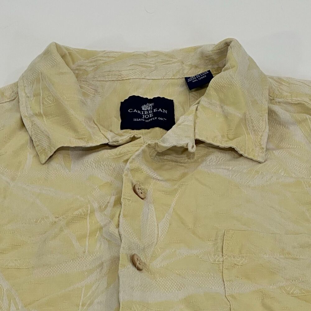 Caribbean Joe Silk Short Sleeve Hawaiian Men's Polo Shirt Size XL‎